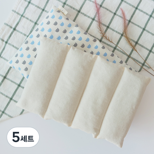 팥앤찜 휴대용 현미 복부찜질팩 + 커버 하늘튤립 세트, 5세트