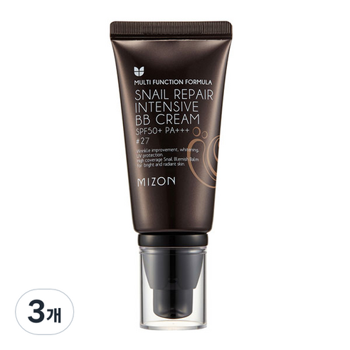 미즈온 스네일 리페어 인텐시브 비비 크림 SPF50+ PA+++ 50ml, 27호, 3개