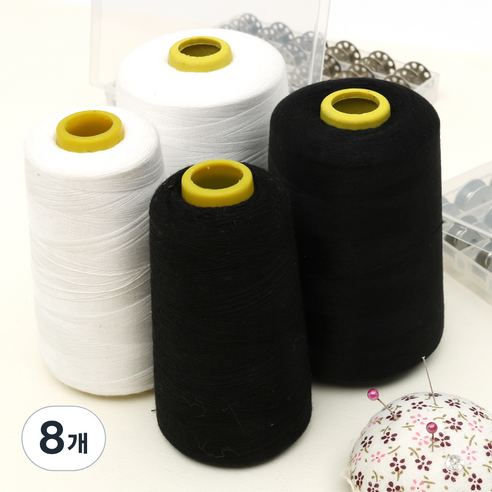 일반 40수 2합사 재봉틀실, 화이트, 8개