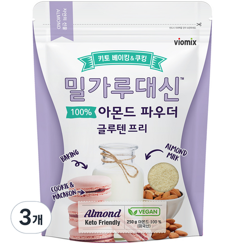 바이오믹스테크 밀가루대신 글루텐프리 아몬드 파우더, 250g, 3개