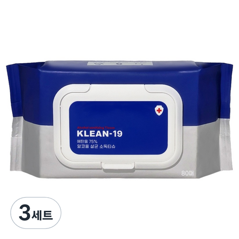 KLEAN 알코올 살균소독티슈, 55g, 80매, 3세트