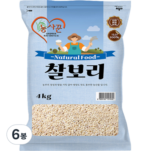 농사꾼 국산 찰보리쌀, 4kg, 6개