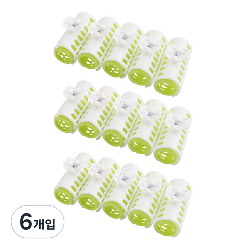 세븐스타 엣지 집게 헤어롤 중형 5p, 롤(그린), 집게(화이트), 6개
