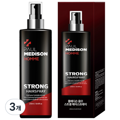 폴메디슨 옴므 스트롱 헤어스프레이, 3개, 250ml