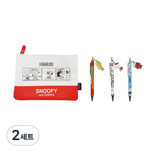 피너츠 스누피 파우치 + 샤프 3p, 랜덤발송, 2세트
