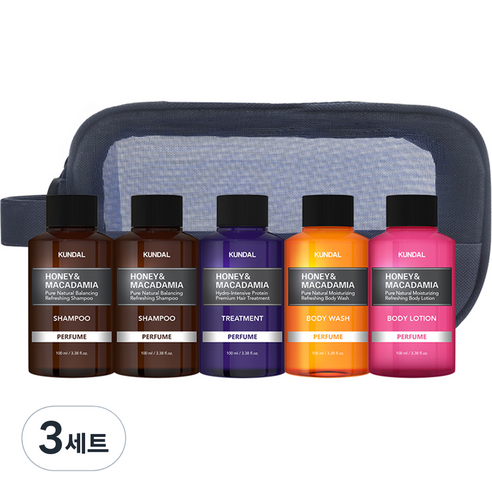 쿤달 여행용 5종 세트 A타입 샴푸 2개 포함 일랑일랑향, 3세트