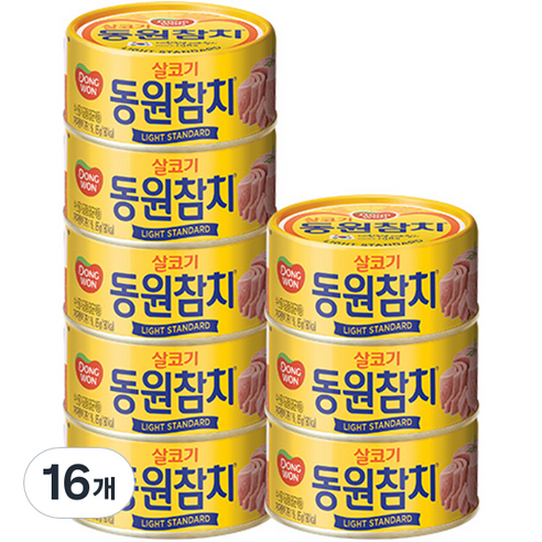   동원 라이트 스탠다드 참치, 85g, 16개