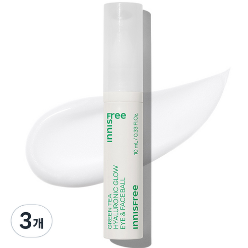 이니스프리 그린티 히알루론산 글로우 아이 앤 페이스볼, 3개, 10ml