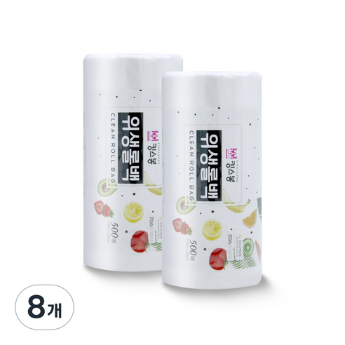 킹스봉 대용량 일회용 비닐 위생롤백 17 x 25 cm 500p, 8개