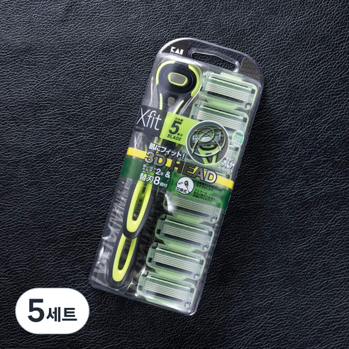 카이 남성용 일회용 면도기 세트 XF5-8BS Xfit 민감성피부용 밸류팩, 면도기 2p + 교체날 8p, 5세트