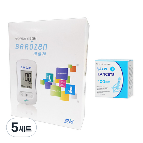 바로잰 혈당측정기 + 와이더블유 란셋 30G 100p 세트, GM01IAC, 5세트