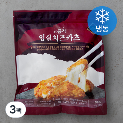 잇퀄리티 고품격 통등심 임실 치즈 카츠 (냉동), 400g, 3팩