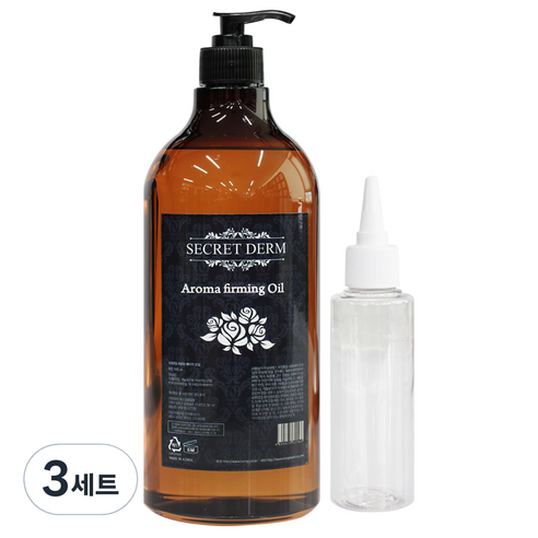 시크릿덤 아로마 퍼밍 마사지오일 로즈마리향 1000ml + 펌프 + 공병 100ml, 3세트, 1L