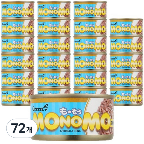 그린펫 모노모 고양이 캔, 참치 + 치어 혼합맛, 80g, 72개