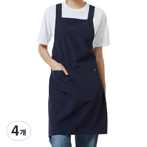 유니스토어 H형 베이직 방수 앞치마, 네이비(A-560-2), 4개
