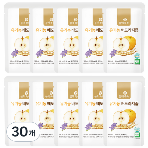 몸애쏙쏙 유기농 배도라지즙, 1L, 3박스