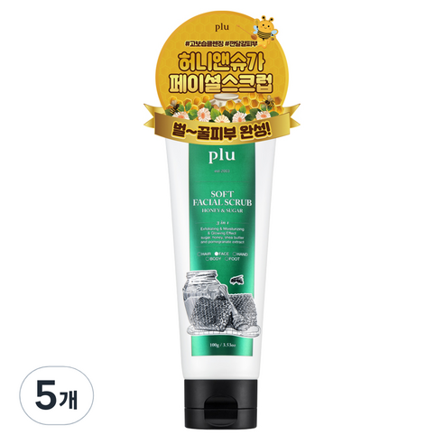 플루 소프트 페이셜 스크럽 허니 앤 슈가, 100g, 5개