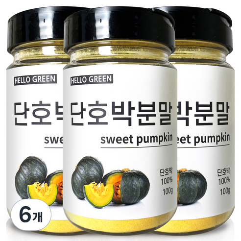 헬로우그린 국내산 단호박 분말 통, 6개, 100g