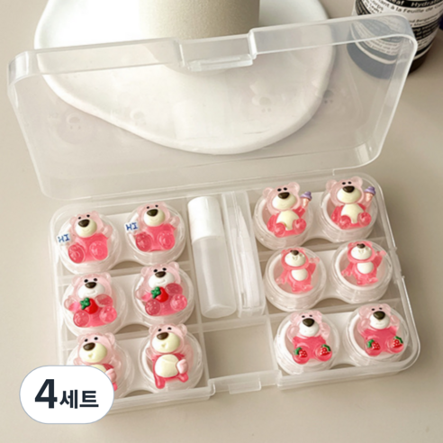 특별한상점 요일별 6개 귀여운 콘택트렌즈 케이스 흡착봉 집게 세트, D, 4세트