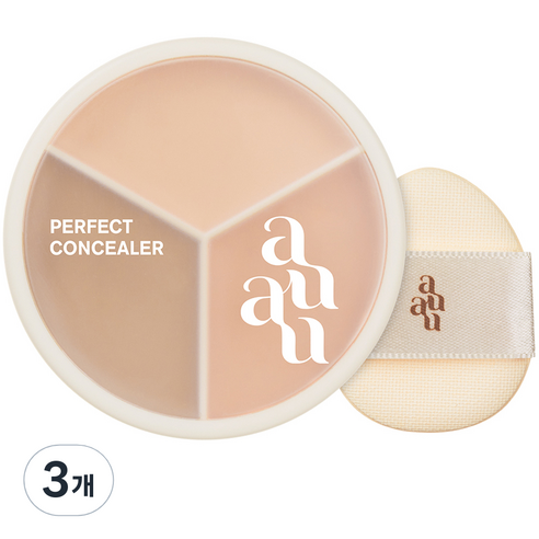 아유아유 퍼펙트 팔레트 컨실러 7.5g + 브러쉬 + 핑거 퍼프 세트, 라이트 베이지 + 내추럴 베이지 + 피치 베이지(컨실러), 3세트
