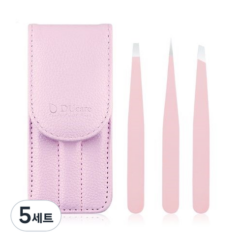 두케어 족집게 전문가용 3종 세트, 핑크, 5세트