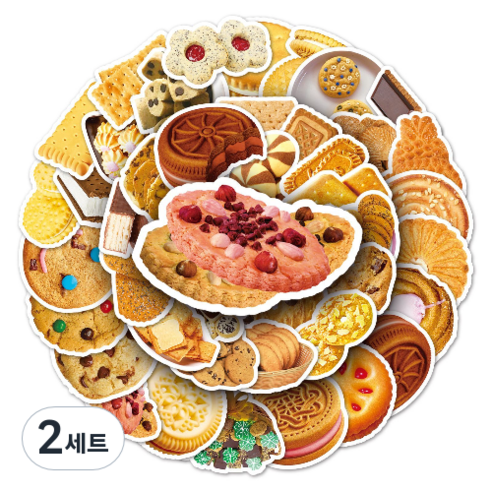 문곰상점 감성 다이어리 꾸미기 캐리어 스티커 50종 세트, 쿠키, 2세트