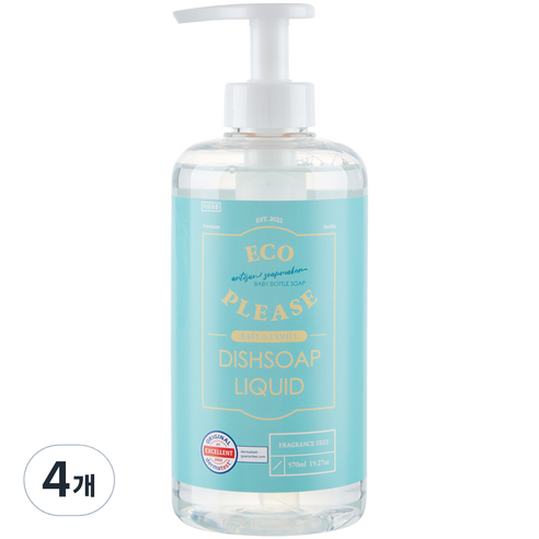 에코플리즈 젖병 세정제 & 주방 세제, 570ml, 4개