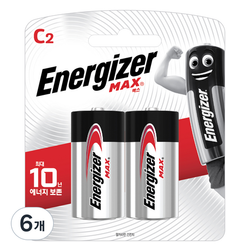 에너자이저 맥스 C형 건전지, 2개입, 6개