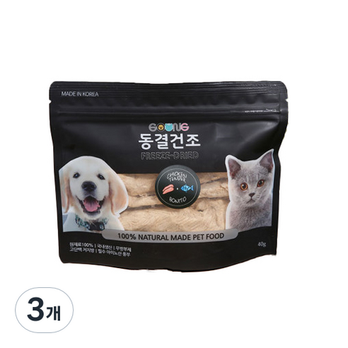 궁 반려동물 닭안심 동결건조 간식 40g, 가씨오부시맛, 3개