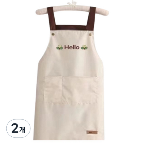 알파커머스 프리미엄 포켓 방수 앞치마, 베이지, 2개