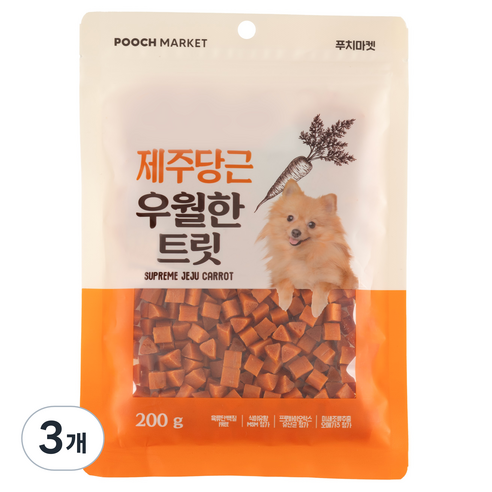 푸치마켓 강아지 우월한 비건트릿 제주당근, 3개, 200g, 당근맛