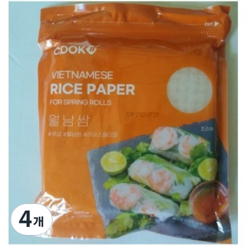 MORN 뉴 월남쌈 라이스페이퍼 사각, 300g, 4개