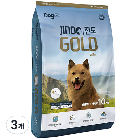 도그랑 어덜트 진도골드 건식사료, 닭, 10kg, 3개