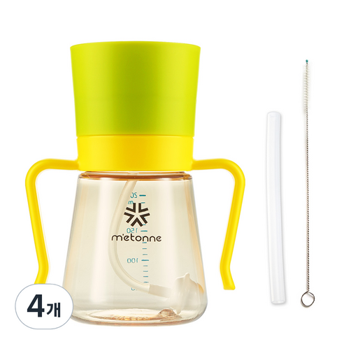 메똔느 PPSU M3 추 빨대컵 200ml, 그린, 4개