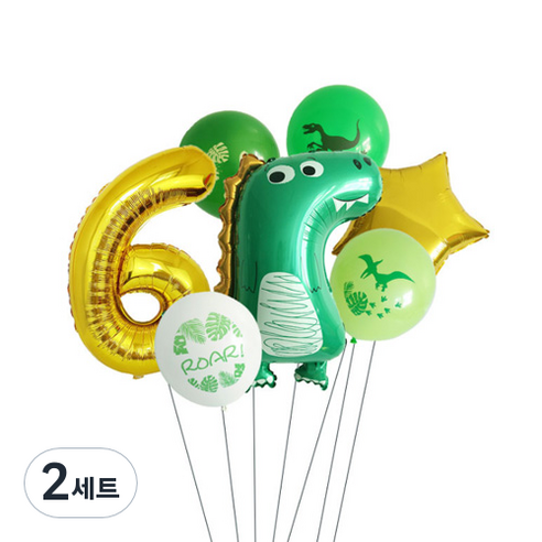 이모쿠비 생일파티 숫자풍선세트, 공룡 6, 2세트