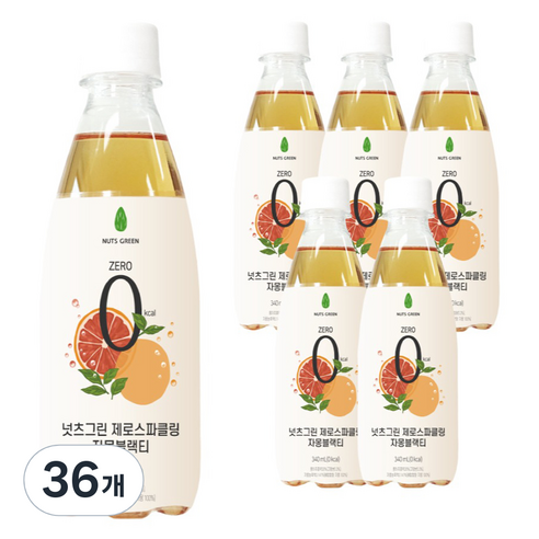 넛츠그린 제로스파클링 자몽블랙티, 340ml, 36개