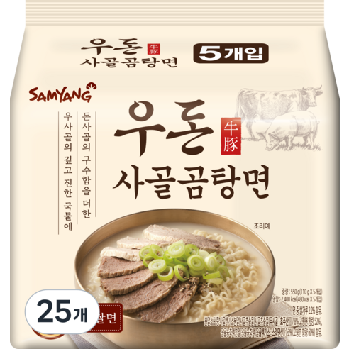 삼양 우돈 사골곰탕면 110g, 25개