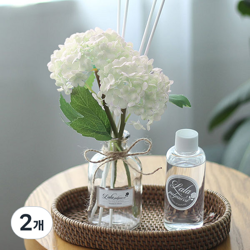 벚꽃수국 플라워 디퓨저 병 + 용액 100ml + 화이트수국 + 스틱 4p + 선물박스 세트, 5. 그린티, 2개