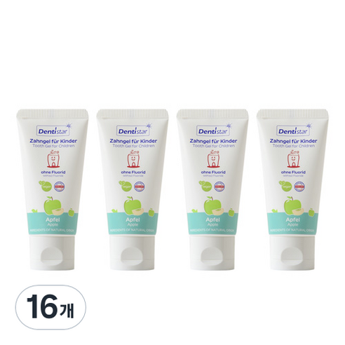 덴티스타 유아용 무불소 치약 사과맛, 16개, 60ml