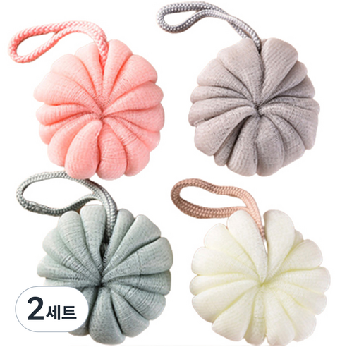 일상마스터 저자극 무드온 샤워볼 4종 세트, A타입 핑크, 아이보리, 그린, 그레이, 2세트