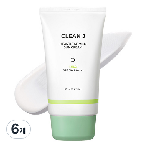 제이숲 클린제이 어성초 마일드 선크림 SPF50+ PA++++, 60ml, 6개