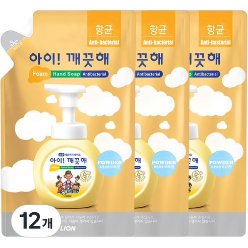 아이깨끗해 순 핸드워시 파우더향, 12개, 450ml