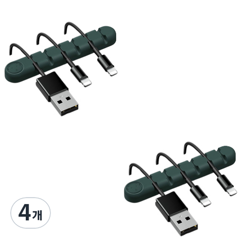 유니버스팩토리 usb 선정리소품 컬러곰 6구, 초록, 4개