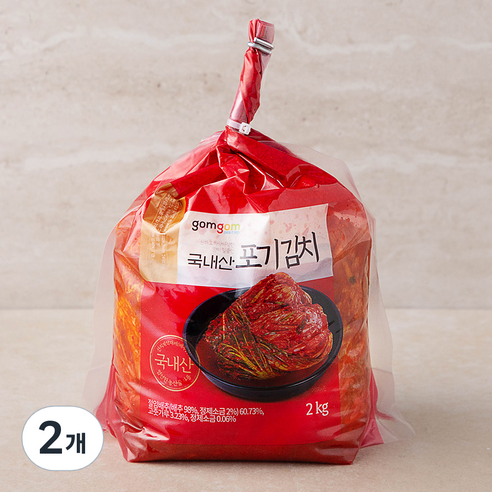곰곰 국내산 포기 김치 (냉장), 2kg, 2개