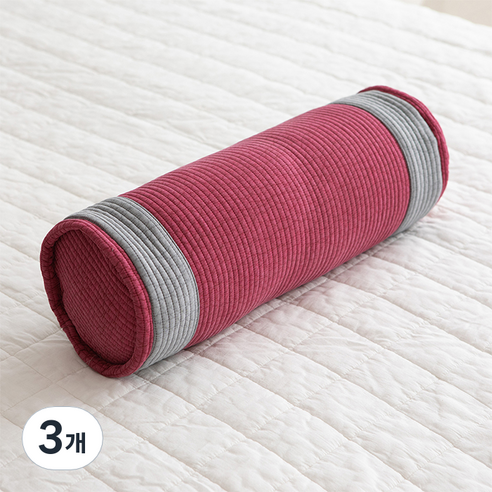 사랑예감 순면 피그먼트 바이오칩 원형 베개, 빨강, 소(32 x 9 cm), 3개