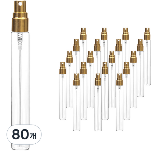 알루미늄캡 스프레이 용기 10ml, 80개, 투명(용기) + 골드(캡)