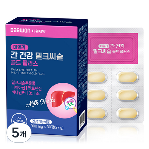 대원제약 데일리 간 건강 밀크씨슬 골드 플러스 27g, 5개, 30정