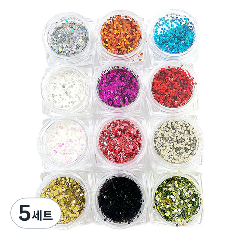 바르나 쪼꼬미 하트 글리터 12종 세트, 5세트, 혼합색상