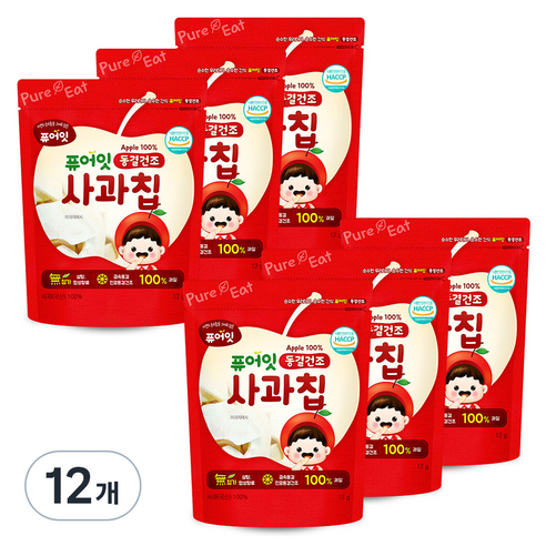 퓨어잇 동결건조 과일칩, 12g, 12개, 사과