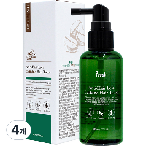 프레티 안티 헤어로스 카페인 헤어토닉, 80ml, 4개